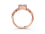 Rose gold Fancy Pink Emerald Cut Diamond Cluster Pavé Band with Four-Prong Setting_6