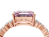 Rose gold Fancy Pink Emerald Cut Diamond Cluster Pavé Band with Four-Prong Setting_7