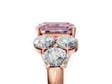 Rose gold Fancy Pink Emerald  Cut Diamond Cluster Ring with Round Accent Stones and Prong Setting on a Classic Band_53