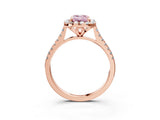 Rose gold Fancy Pink Emerald Cut Diamond Cushion Halo Ring with Pavé Band_3