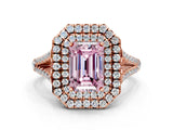 Rose gold Fancy Pink Emerald Cut Diamond Double Halo Ring with Pavé Band and Prong Setting_72