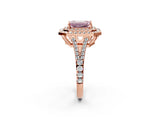 Rose gold Fancy Pink Emerald Cut Diamond Double Halo Ring with Pavé Band and Prong Setting_74