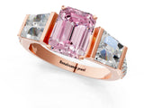 Rose gold Fancy Pink Emerald Cut Diamond Engagement Ring with Baguette Side Stones and Channel Set Band_20