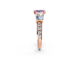 Rose gold Fancy Pink Emerald Cut Diamond Engagement Ring with Baguette Side Stones and Channel Set Band_21