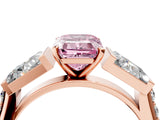 Rose gold Fancy Pink Emerald Cut Diamond Engagement Ring with Baguette Side Stones and Channel Set Band_23