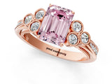 Rose gold Fancy Pink Emerald  Cut Diamond Engagement Ring with Bezel Set Round Side Stones and Prong Setting_52
