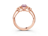 Rose gold Fancy Pink Emerald  Cut Diamond Engagement Ring with Bezel Set Round Side Stones and Prong Setting_54
