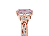 Rose gold Fancy Pink Emerald  Cut Diamond Engagement Ring with Bezel Set Round Side Stones and Prong Setting_56