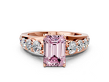 Rose gold Fancy Pink Emerald  Cut Diamond Engagement Ring with Pavé Band and Four-Prong Setting_3