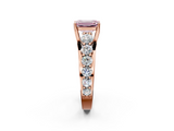 Rose gold Fancy Pink Emerald  Cut Diamond Engagement Ring with Pavé Band and Four-Prong Setting_5