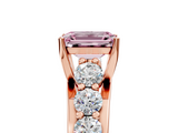 Rose gold Fancy Pink Emerald  Cut Diamond Engagement Ring with Pavé Band and Four-Prong Setting_8
