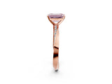 Rose gold Fancy Pink Emerald Cut Diamond Engagement Ring with Side Stone Accents and Four-Prong Setting_14
