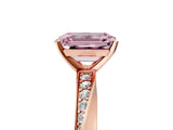Rose gold Fancy Pink Emerald Cut Diamond Engagement Ring with Side Stone Accents and Four-Prong Setting_17