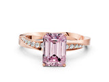 Rose gold Fancy Pink Emerald Cut Diamond Engagement Ring with Side Stone Accents and Four-Prong Setting_72