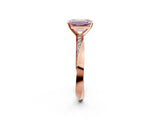 Rose gold Fancy Pink Emerald Cut Diamond Engagement Ring with Side Stone Accents and Four-Prong Setting_74