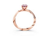 Rose gold Fancy Pink Emerald Cut Diamond Engagement Ring with Side Stone Accents and Four-Prong Setting_75