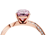 Rose gold Fancy Pink Emerald Cut Diamond Engagement Ring with Side Stone Accents and Four-Prong Setting_76