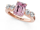 Rose gold Fancy Pink Emerald  Cut Diamond Five-Stone Prong Set White Gold Ring_33