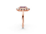 Rose gold Fancy Pink Emerald Cut Diamond Floral Double Halo Engagement Ring with Prong Setting_26