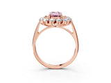 Rose gold Fancy Pink Emerald Cut Diamond Floral Double Halo Engagement Ring with Prong Setting_27