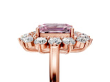Rose gold Fancy Pink Emerald Cut Diamond Floral Double Halo Engagement Ring with Prong Setting_29