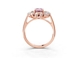 Rose gold Fancy Pink Emerald Cut Diamond Floral Double Halo Engagement Ring with Prong Setting_75