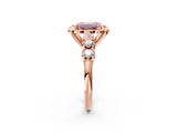 Rose gold Fancy Pink Emerald  Cut Diamond Floral Halo Engagement Ring with Shared Prong Setting 3