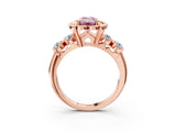 Rose gold Fancy Pink Emerald  Cut Diamond Floral Halo Engagement Ring with Shared Prong Setting 4