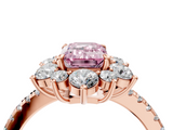 Rose gold Fancy Pink Emerald  Cut Diamond Floral Halo Pave Band with Prong Setting_41