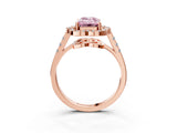 Rose gold Fancy Pink Emerald Cut Diamond Floral Halo Split Shank Prong Setting Ring_3