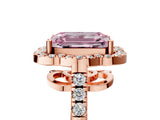 Rose gold Fancy Pink Emerald Cut Diamond Floral Halo Split Shank Prong Setting Ring_5