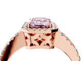 Rose gold Fancy Pink Emerald Cut Diamond Halo Engagement Ring with Pavé Band and Prong Setting_31