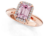 Rose gold Fancy Pink Emerald  Cut Diamond Halo Engagement Ring with Split Shank and Four-Prong Setting_105