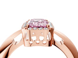 Rose gold Fancy Pink Emerald  Cut Diamond Halo Engagement Ring with Split Shank and Four-Prong Setting_108