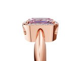 Rose gold Fancy Pink Emerald  Cut Diamond Halo Engagement Ring with Split Shank and Four-Prong Setting_109