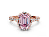Rose gold Fancy Pink Emerald Cut Diamond Halo Pave Band with Four-Prong Setting_3