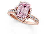 Rose gold Fancy Pink Emerald Cut Diamond Halo Pave Band with Four-Prong Setting_4