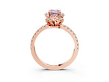 Rose gold Fancy Pink Emerald Cut Diamond Halo Pave Band with Four-Prong Setting_6