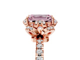 Rose gold Fancy Pink Emerald Cut Diamond Halo Pave Band with Four-Prong Setting_8
