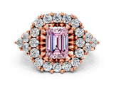 Rose gold Fancy Pink Emerald Cut Diamond Halo Ring with Pavé Band and Four-Prong Setting_41