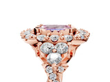 Rose gold Fancy Pink Emerald Cut Diamond Halo Ring with Pavé Band and Four-Prong Setting_46