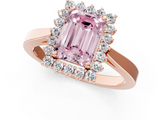 Rose gold Fancy Pink Emerald  Cut Diamond Halo Ring with Round Brilliant Halo and Solitaire Band_88