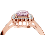 Rose gold Fancy Pink Emerald  Cut Diamond Halo Ring with Round Brilliant Halo and Solitaire Band_91