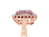 Rose gold Fancy Pink Emerald  Cut Diamond Halo Ring with Round Brilliant Halo and Solitaire Band_92