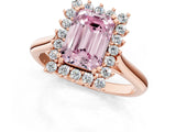 Rose gold Fancy Pink Emerald  Cut Diamond Halo Ring with Solitaire Band and Prong Setting_54