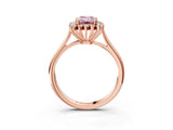Rose gold Fancy Pink Emerald  Cut Diamond Halo Ring with Solitaire Band and Prong Setting_56