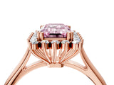 Rose gold Fancy Pink Emerald  Cut Diamond Halo Ring with Solitaire Band and Prong Setting_57