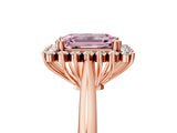 Rose gold Fancy Pink Emerald  Cut Diamond Halo Ring with Solitaire Band and Prong Setting_58