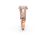 Rose gold Fancy Pink Emerald Cut Diamond Halo Ring with Split Shank Pavé Band and Four-Prong Setting_2