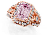 Rose gold Fancy Pink Emerald Cut Diamond Halo Ring with Split Shank and Bezel Accents and Four-Prong Setting_1